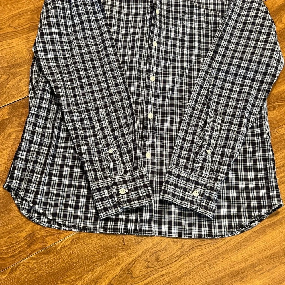 J Crew Mens Long Sleeve Button Down Shirt Sz L Slim Fit Blue White Plaid